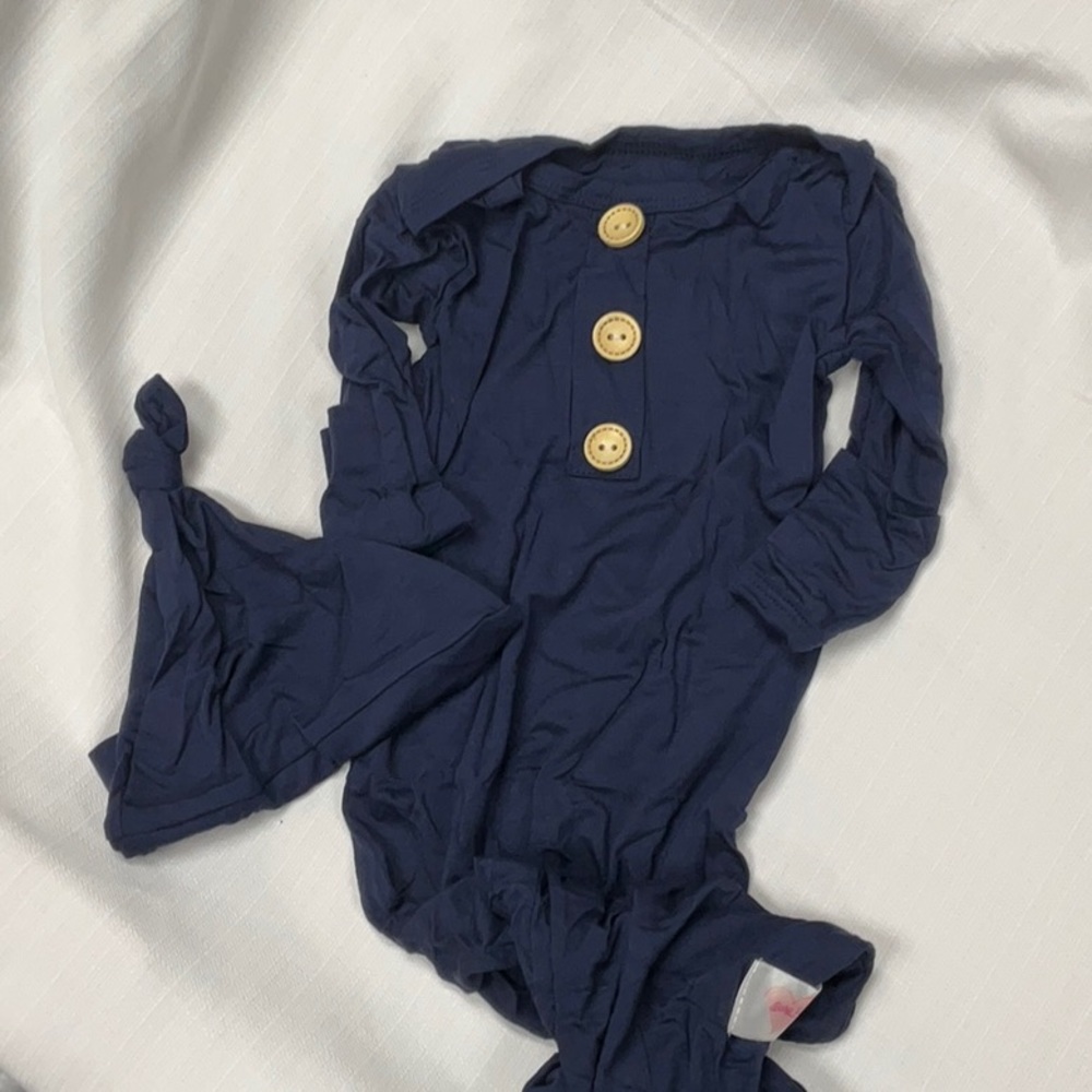 TWO PIECE NAVY BAMBOO GOWN